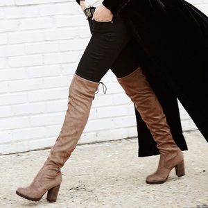 🤑📦 FREE PEOPLE North Star Over the Knee Boot in Taupe